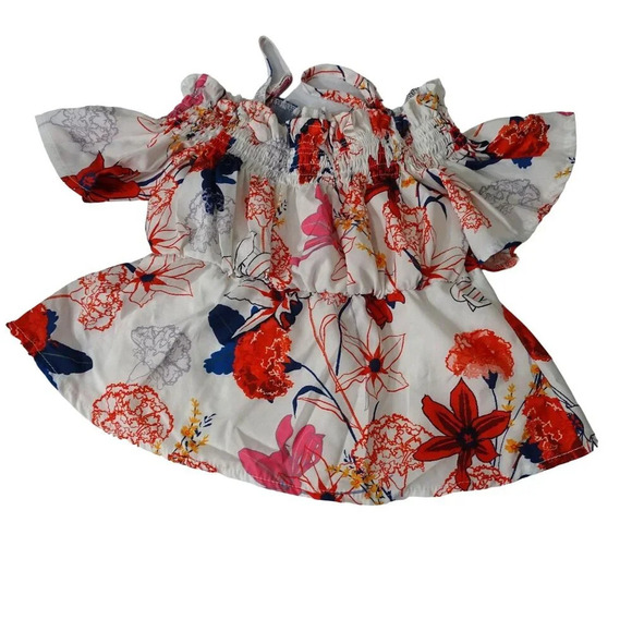 2 pc Floral Top and Ripped Jeans Outfit Set Girls Size M Adjustable Waist - Picture 3 of 7